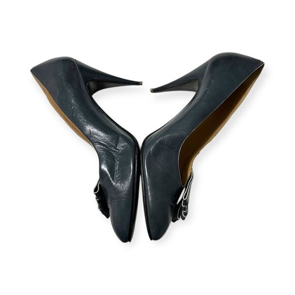Vintage Maud Frizon Dark Gray Pumps with Bow, Size 40.5 EU - Picture 6 of 15